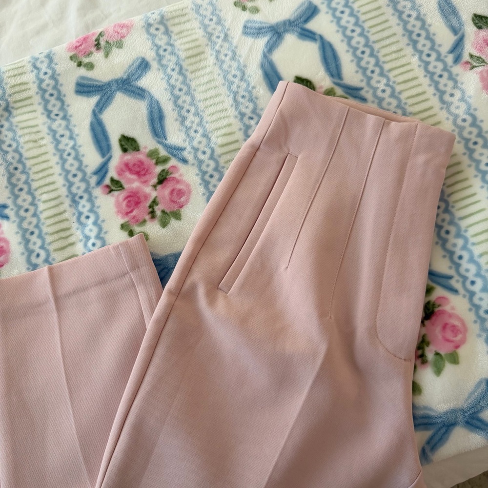 Zara pink high-waisted trouser pants